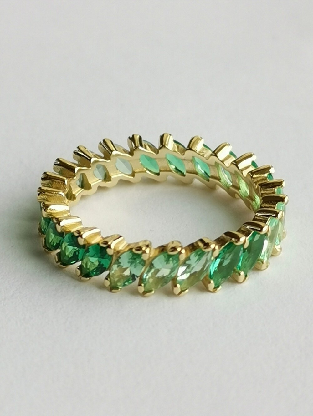 Apatite Eternity Band Ring in 14k Gold Over Sterling Silver size 8 🆕